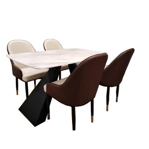Bộ bàn ăn 4 ghế Lotus mặt đá nhập khẩu BGD012